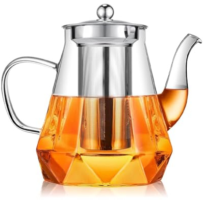 Teekanne Glas – Karaffe mit Filter – Borosilikat (1, Liter)