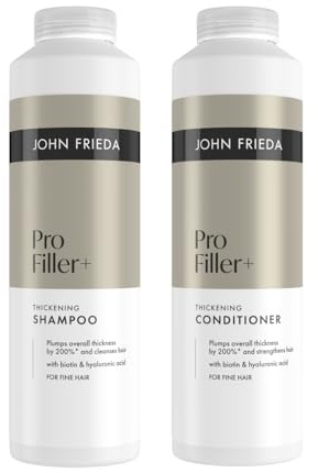John Frieda Pro Filler+ Shampoo & Conditioner 500ml x2 Fine Hair | Volume Support, Thickening Routine, Hair Care Duo