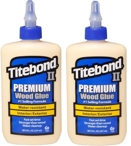 Titebond II Premium trälim set – 2 x 237 ml, vattentätt professionellt trälim, extra starkt, perfekt för möbler, träprojekt och hantverk, vattentät, trälimning