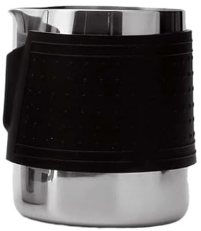 Milk Frothing Pitcher, Brocca for schiuma di latte con custodia in silicone, brocca for cottura a vapore in acciaio inossidabile da 350 ml con beccuccio, espresso