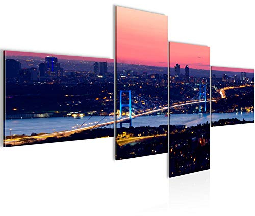 Runa Art Bild XXL 4 Teilig Istanbul Türkei 200 x 100 cm Kunstdruck auf Vlies Leinwand Wanddeko Wohnzimmer Schlafzimmer 603841a