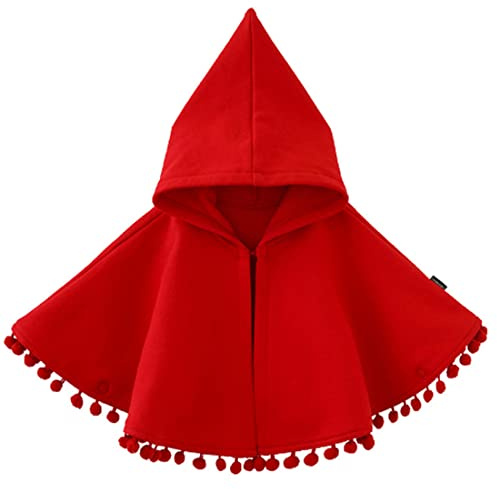 Fairy Baby Infant Baby Girls Cloak Poncho Hood Cape Toddler Red Riding Hood Costume Warm Coat Snowsuit Winter Jacket (9-12M, Red)