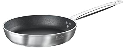 PINTINOX padella in alluminio coniato ad alto spessore ST-ALU antiaderente 3 strati e manico tubolare in acciaio, adatta all'induzione (diam 24)