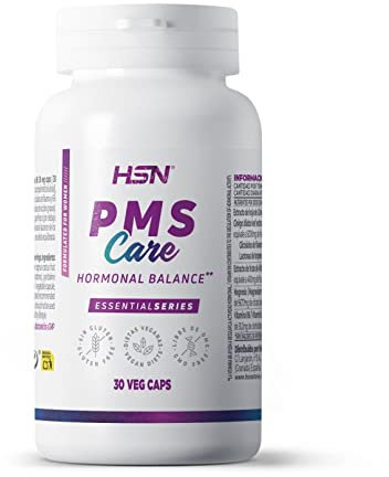 HSN PMS Care | 30 Cápsulas Vegetales | Fórmula Especial Mujeres para el Equilibrio Hormonal* | Ginkgo Biloba + Vitex Agnus-Castus + Azafrán (affron®) + Magnesio + B6 | No-GMO, Vegano, Sin Gluten