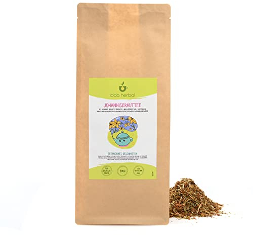 IDDA Herbal Johanniskraut Tee 500g, Johanniskrautkraut getrocknet und geschnitten, Johanniskrauttee