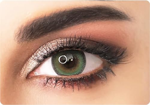 ADORE - Lentilles de Contact Couleur Jaunes JOUR - Lentilles Couleur Sans Correction - Yeux Clairs et Foncés (VERT/ 1 PAIRE)