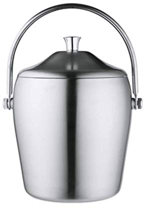 SMSOM 2L EIS-Eimer, Edelstahl-Doppelschicht-Isolier-EIS-Eimer, Eiskübel für Cocktailbar, einschließlich Eiskübel, Zangen, Deckel, Eisgitter, lang anhaltender Kaltlagerung für Wein - matt (Size : 1L)