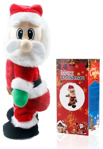 Gfilay Twerkender Weihnachtsmann, 34 Zentimeter Weihnachtsmann Puppe, animiertes Weihnachtsspielzeug, singt auf Spanisch, Weihnachtsspielzeug für Kinder.
