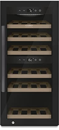 CASO WineExclusive 24 Smart - Design Weinkühlschrank, bis zu 24 Flaschen, Zwei getrennte Temparaturzonen einstellbar von 5°-20°C , LED beleuchtet, mit Wi-Fi Modul und App