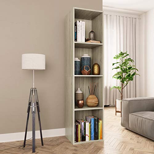 MOONAIRY Bücherregal/TV-Schrank, Bücherschrank, Raumteiler, Regal Holz, Regalsystem, Regal Raumteiler, Buch Regal, Büro-bücherregale, Bücherwand, Sonoma Eiche 36 x 30 x 143 cm Spanplatte