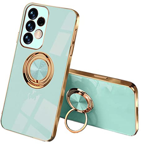 SEEKOO Case for Samsung Galaxy A33 5G, Ultra Thin TPU Bumper Shockproof Soft Cover Electroplating Phnom Penh Design Silicone Skin Slim Case with 360 Degree Ring Kickstand, Light green