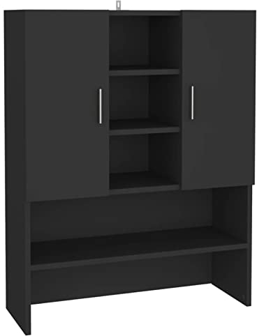 MOONAIRY Waschmaschinenschrank, Waschmaschinenregal, Toilettenregal, Waschmaschine Trockner Schrank, Waschmaschinen überschrank, Schwarz 70,5x25,5x90 cm