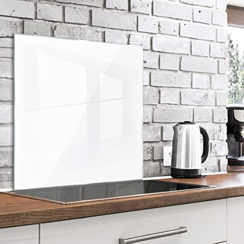 murando Glass Splashback for Kitchen 80x80 cm / 32x32 Backsplash Cooker Protector Tempered Glass Decorative Wall Art Panel Heat Resistant Graphic White f-A-10148-aq-a