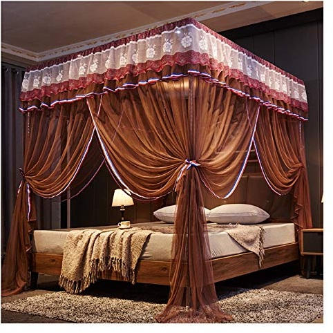 BUJOG Himmelbetthimmel für Himmelbetten, Prinzessinnen-Bettvorhang, Himmel für Mädchen, Bettdekoration, luxuriöses, Elegantes Moskitonetz mit 3 Öffnungen für Kingsize-Betten und große Queensize-Be