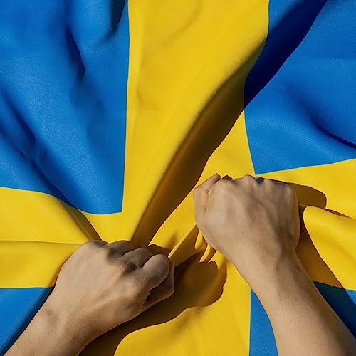 Anley Bandiera della Svezia a doppia faccia a 3 strati antistrappo 3x5 piedi - Colori vivaci, intestazione in tela e resistente alle pieghe - Le bandiere nazionali svedesi più forti e durature