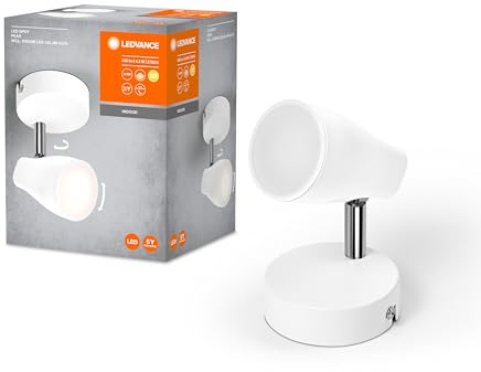 LEDVANCE Foco de techo LED SPOT PEAR, blanco, 4,3W, 210lm, luz direccional con cabezal flexible GU10, lámpara GU10 incluida, IP20, 2700K