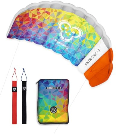 Skymonkey Airtwister 1.3 Aile de Traction avec Boucles de vol « Ready 2 Fly » (prêt à Voler), Cerf-Volant Convient aux débutants