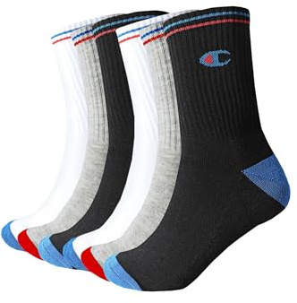 Champion C20013 Lot de 6 paires de chaussettes de tennis unisexe Taille 35-46, Noir/blanc/gris, 39-42