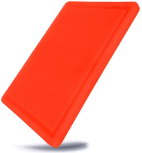 Gastronette Schneidbrett mit Saftrinne Schneidebrett Hackbrett Küchenbrett extra dick rutschhemmende Füße Küchen Steak Brett Saftrille Tranchierbrett HACCP Konform rot 40x30x2 cm Kunststoff BPA free