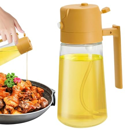 Pulverizador de aceite para hornear, botella de spray de aceite de vidrio - Vaporizador de aceite de vidrio de 470 ml para cocina | Spritzer de aceite de cocina 2 en 1, dispensador