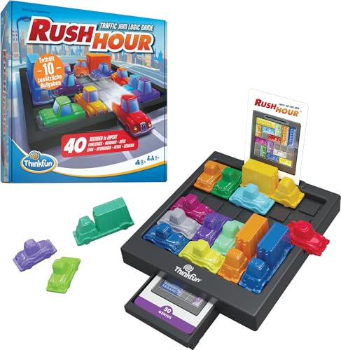 ThinkFun Rush Hour® - Das geniale Stauspiel. Logikspiel Kinder und Erwachsene, ab 8 Jahren. Inklusive 10 zusätzlicher Aufgaben, Amazon Sonderedition