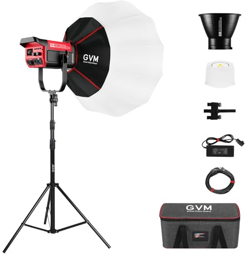GVM 300 W LED Videoleuchte mit Softbox, Bowens LED Fotografie Dauerlicht Studiolicht, Bicolor 2700K~6800K Video Beleuchtung LED für Studio Video YouTube Film, 65000Lux/1m Fotolicht App Steuerung