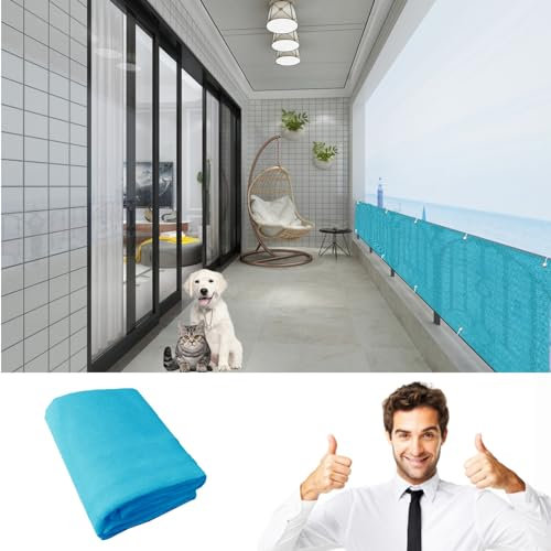 GAIFNAG Sichtschutzmatte, Sichtschutz Balkon 130 x 300 cm Balkonverkleidung Sichtschutz, Balkonumspannung Balkonumrandung Wetterbeständiges Und Pflegeleichtes für Balkon Terrasse Garten, Himmelblau