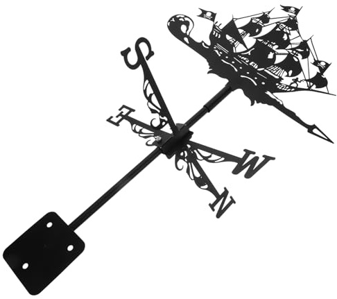 SUPVOX Veleta Decorativa De Barco Pirata para Jardín y Techo, Metálica, Resistente Intemperie, Diseño Rústico y Vintage, Decoración Exterior De Patio, Instrumento Indicador De Viento