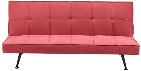 3-Sitzer Sofa mit Schlaffunktion Stoff rot Schlafsofa ohne Armlehnen Hasle