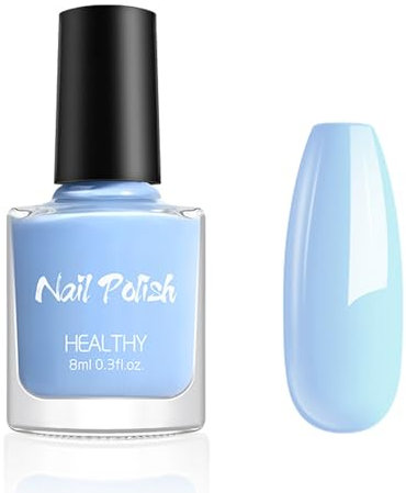 Blue Nail Polish, Baby Blue Pastel Nail Polish, Light Blue Nail Varnish Quick Dry Long Lasting, No UV Needed DIY Nail Art Manicure for Women
