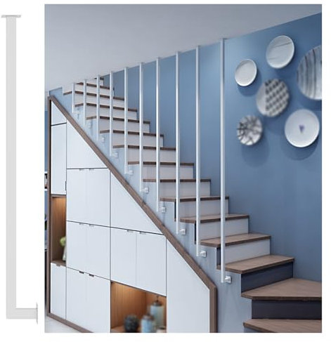 QHZYMX Garde Corps Escalier Balustre D'escalier Carré À Hauteur Personnalisable, Broches Modernes Noires/dorées/Blanches pour Villa/Bureau/loft, Poteau De Séparation De Pièce(1 pc White,45cm/17.7in)