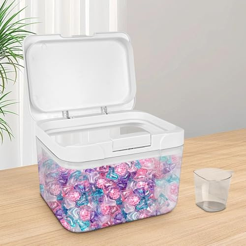 2.8L Clear Laundry Pods Container with White Push Up Lid Large Capacity | Automatic Pop-Up Washing Pods Holder,Storage Organizer for Bath Bombs, Scent Booster, Kitchen Food Storage Container