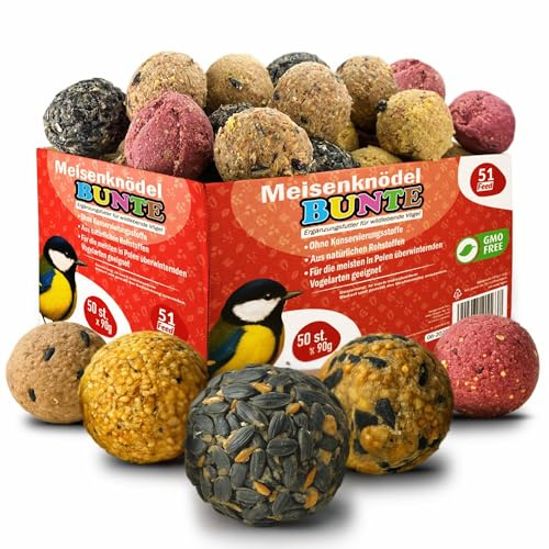 Meisenknödel ohne Netz |Mix knödel für Wildvögel und Gartenvögel| Wildvogelfutter 200St.| Premium vogelknödel Ganzjahresfutter| Körnerkugel für alle Vogelarten| Fettfutterrg
