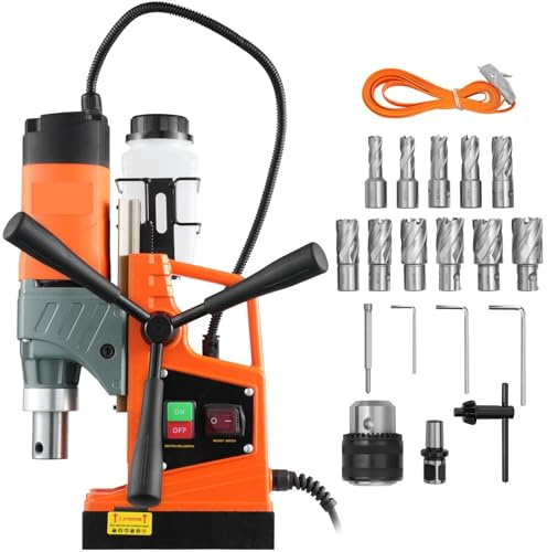 Taladro de columna de banco Taladro magnético portátil de 1450 W, 1,57 de diámetro, 12500 N, 850 RPM, con velocidad variable, for mejoras en ferrocarriles.