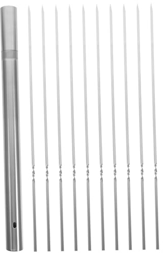 AKOOSY Set de Brochettes Barbecue Acier Inoxydable Plates avec Tube de Rangement Réutilisables pour Viande et Légumes Résistantes Chaleur et Sécurisées pour Barbecue Maison