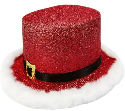 Generisch Weihnachts Zylinder Hut Rot Grün Glänzendes Top Hüte Weihnachtsparty Zylinderhut Eleganter Partyhut Weihnachten Topper Hüte Fancy Party Headwear Zubehör