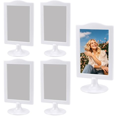 wlsvega Marco de fotos de pie, soporte para fotos, marco de fotos de doble cara, juego de cuatro caras, diseño de doble cara con relleno y base, adecuado para presentaciones verticales
