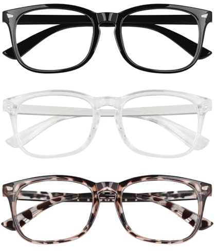 Aivane 3 Pack Blue Light Blocking Glasses for Women and Men, Fashion Anti UV Glare Clear Lens Glasses for Reading Computer Screen Gaming TV Lightweight Eyeglasses