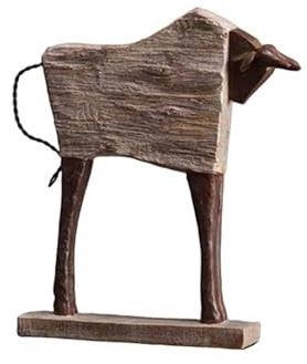 Kreativa hartsprydnader: Hästskulptur med träådring, handgjorda konsthantverk figurer (stil B)