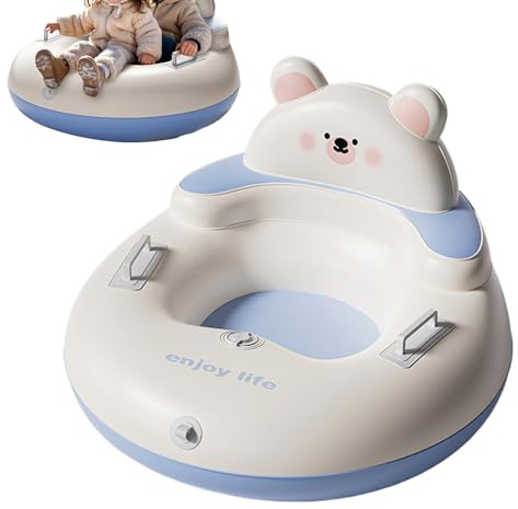 Aufblasbarer Schneereifen 90 cm Aufblasbarer Schlitten, Aufblasbare Schneerutsche Mit 2 Griffen, Niedliches Cartoon-Bä-Ren-Design, Outdoor Ausrüstung Für Kinder ab 3 Jahren und Erwachsene