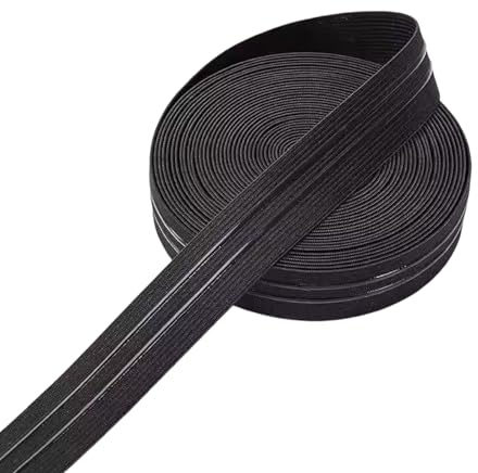 AYHYHLJZJ Cinta elástica de 5 m de costura, banda elástica ancha negra, 2 cm de ancho, banda elástica antideslizante ancha, bandas de silicona onduladas para coser, pelucas, cinturones y proyectos de