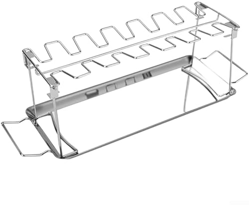 Honseadek Grille de cuisson pliable à 14 fentes en acier inoxydable pour cuisses de poulet et ailes de poulet compatible avec four et barbecue d'extérieur (sac simple)