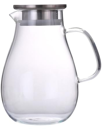 Alipis Glas Trinkkessel mit Großem Fassungsvermögen Edelstahl Glaskessel Praktisch zum Ausgießen und Leicht zu Reinigen für Kalte Getränke im Haushalt