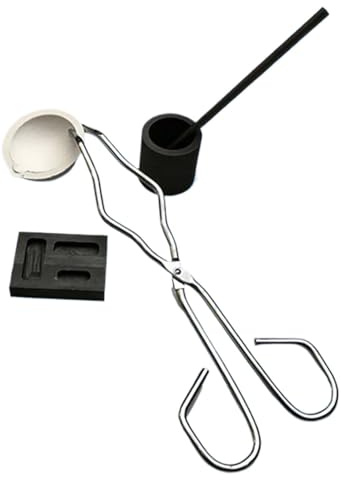 Kit per fondere crogiolo – Set di per lingotti in grafite e pinze, attrezzatura per fusione di oro, argento, rame, fusione, garage, e laboratori universitari, kit completo per la