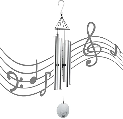 OSVINO Campane a Vento Giardino Metallo Campanelli Giardino Decorazione Alluminio Lunghezza Totale 75cm per Esterno, Argento