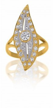 AvenueDuBijou - Bague Marquise Bicolore en Or 18 Carats Et Zirconiums
