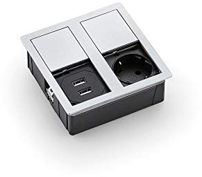 Kopp 939645015 ASA USB Einbau-Steckdose, Edelstahl-Optik, 2