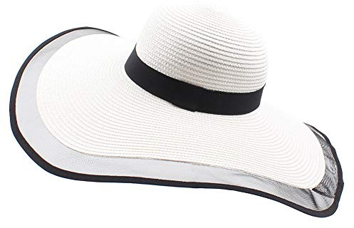 Amorar Frauen Sonnenhüte Strohhut Faltbare Sommerhut Mesh Elegant Strand Reise Hut Breiter Krempe Headwear UV Schutz Strandmütze Partyhut