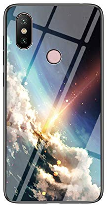 MadBee Funda para Xiaomi Mi A2 / Mi 6X [con Protector de Pantalla],9H Cristal Templado [Cielo Estrellado] + Borde de TPU Silicona Suave Fundas Case Cover (Cielo Estrellado Brillante)