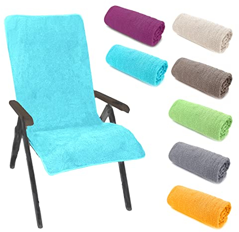 heimtexland ® Housse de chaise à dossier haut en tissu éponge pour chaise de jardin, piscine, sauna, salle de sport, serviette hygiénique, 60 x 130 cm, type 772 Aqua